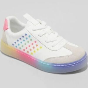 Youth Girls Kira Rainbow Star Print Lace Up Sneakers-Cat & Jack-white-new